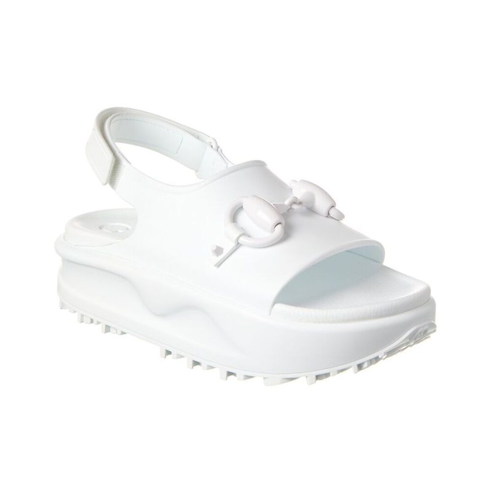Gucci Horsebit Rubber Sandal, White